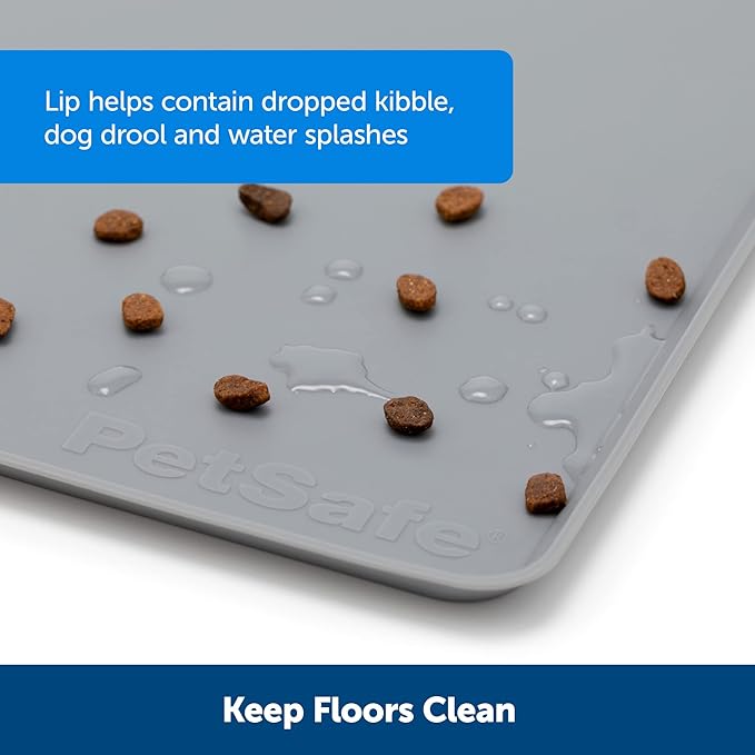 PetSafe Fountain and Feeder Mat, for Dogs and Cats, Silicone Food and Water Placemat, 26 in X 16 in, Waterproof, Dishwasher Safe, Pet Food Mat with Lip