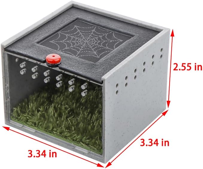 Clear Viewing Degree Jumping Spider Enclosure Tarantula Feeding Box with Acrylic Panel for Spider Tarantula Insect (3.34" x 3.34" x 2.55")