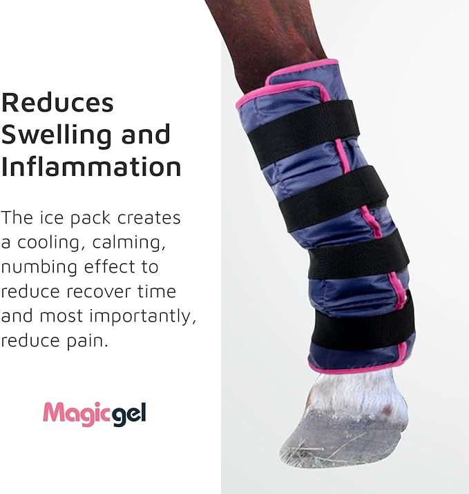 Horse Ice Pack - Cooling Leg Wraps for Hock, Ankle, Knee, Legs, Boots, and Hooves. (Twin Ice Boot, by Magic Gel)