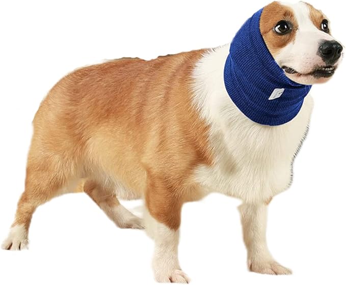 Ear Protectors for Dogs Noise Cancelling Headphones No Flap Dog Ear Protectors for Dogs Wrap Quiet Ears Blue L