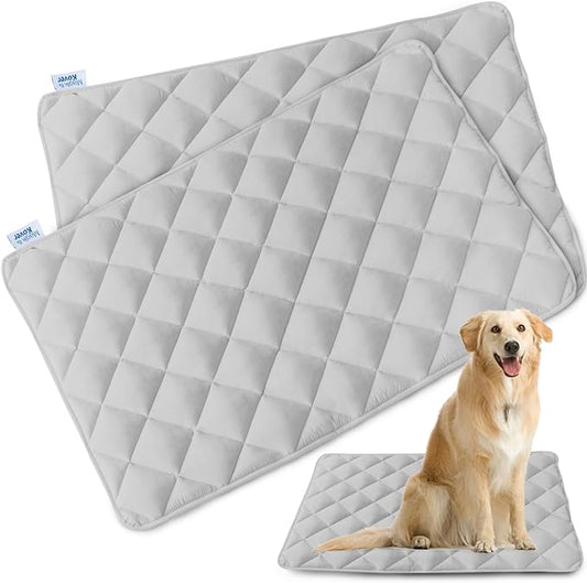 Dog Crate Pad 2 Pack (42" x 28"), Soft Dog Crate Mat with Anti-Slip Bottom, Machine Washable Kennel Pad, Crate Mats for Dog Cages, Dog Bed for Crate, Fits 42 Inch Dog Crate, Grey