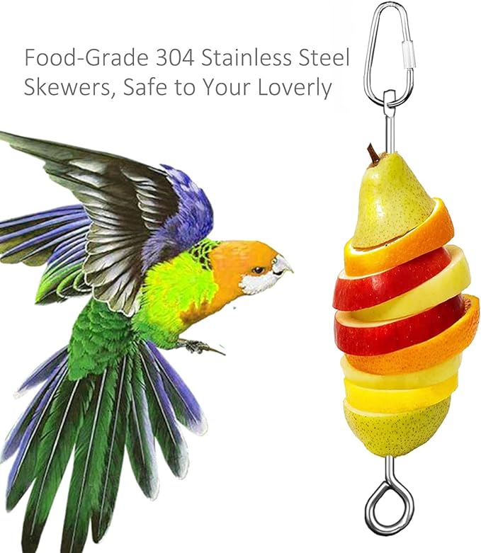 Bird Cage Food Holder Parrot Fruit Vegetable Skewer Bird Cage Feeder Foraging Toy for Parakeet Budgie Macaw