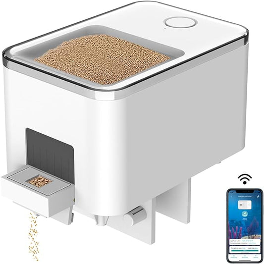 WiFi Automatic Fish Feeder for Aquarium, Precise Food Distribution Fish Feeder Automatic Dispenser for Fish Tank with App Control Timer USB Powered, Suitable for Pelleted Fish Food