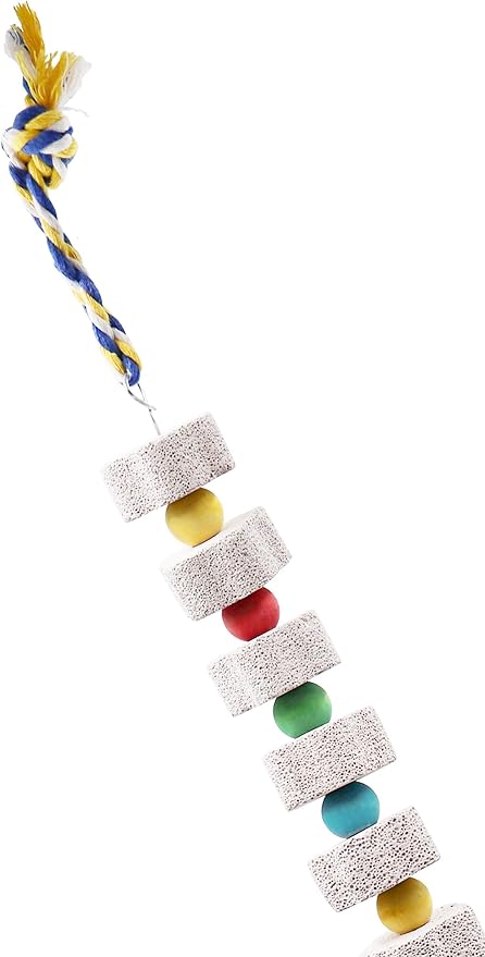 2 Pack 27 Inches Extra Long Bird Chewing Toy, Parrot Beak Grinding Calcium Stone with Bells, Bird Cage Accessories, Cage Toys for Cockatiel Parakeet Parrot Budgies Rat Hamster Rabbit African Grey