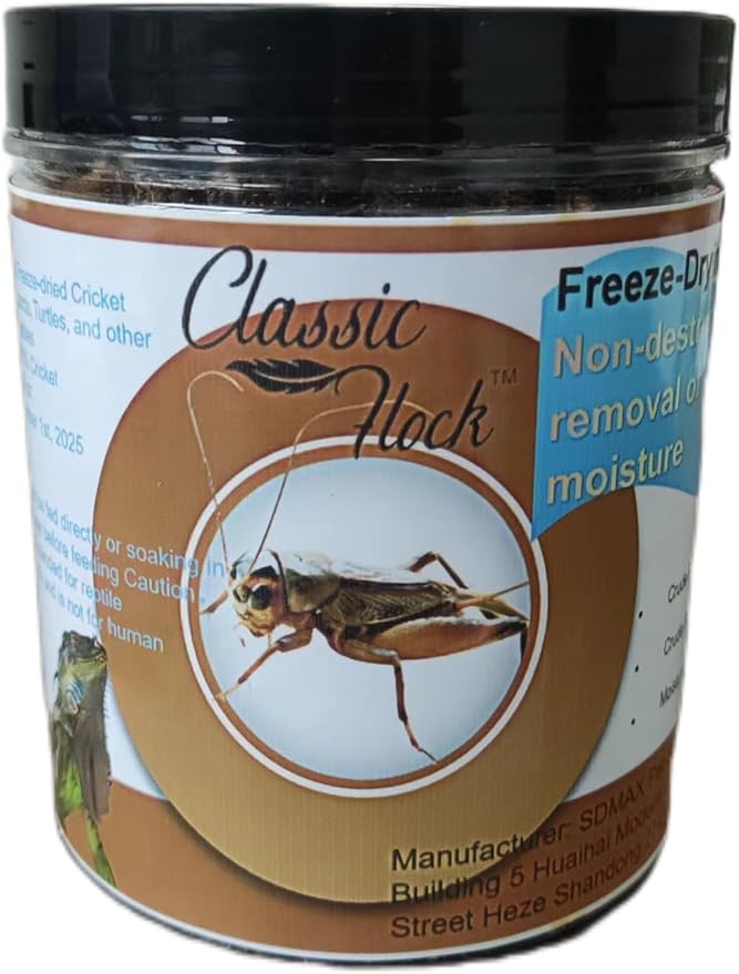 3.5oz Freeze-Dried Cricket – High Protein Reptile & Amphibian Food for Healthy Pets，Suitable for birds, fish, hedgehogs, bearded dragons, lizards