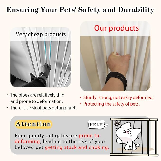 Extra Tall Pet Gate 55.12" High Pressure Mounted 55.12"-59.24" Extra Wide (9 Sizes) 1.37" Gap for Cat Dog Children Stairs Doorway Hallway No Drilling Auto-Close (55.12"-59.24", Cream White)