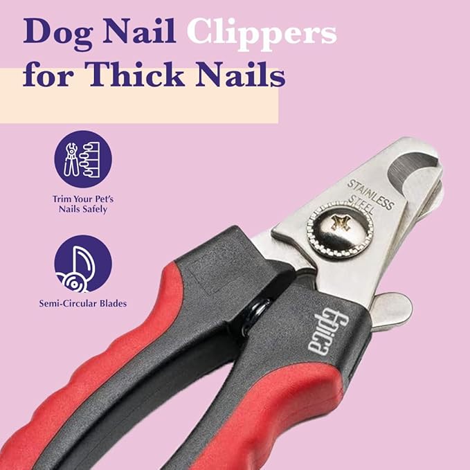 Epica Professional Dog Nail Clipper, Dog Nail Clippers for Large Dog, Easy and Safe Dog Grooming Clippers, Cat Claw Trimmer with Safety Guard (Large)