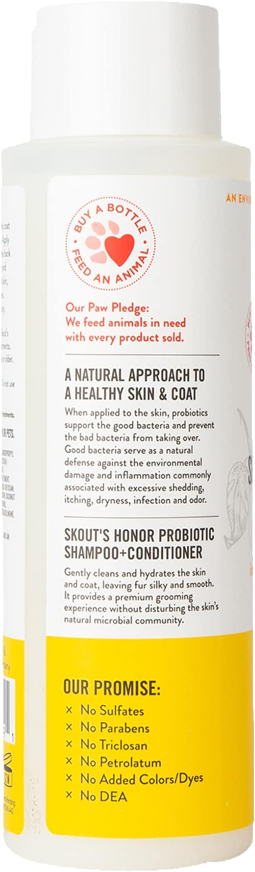 Skout's Honor Probiotic Cat Shampoo & Conditioner with Avocado Oil & Omega-3s, 97% Natural, Paraben & Sulfate-Free, Cruelty-Free, 16oz, Honeysuckle