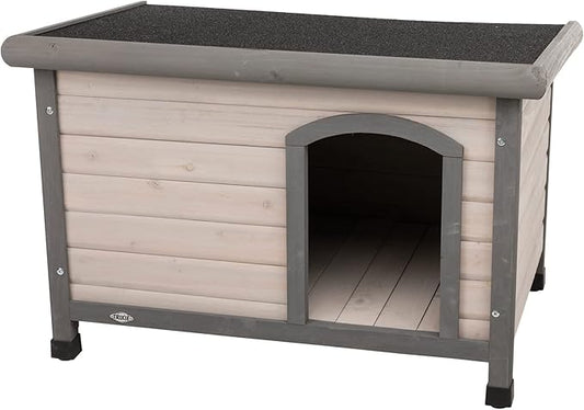 TRIXIE Small Natura Classic Outdoor Dog House, Weatherproof Finish, Elevated Floor, Gray