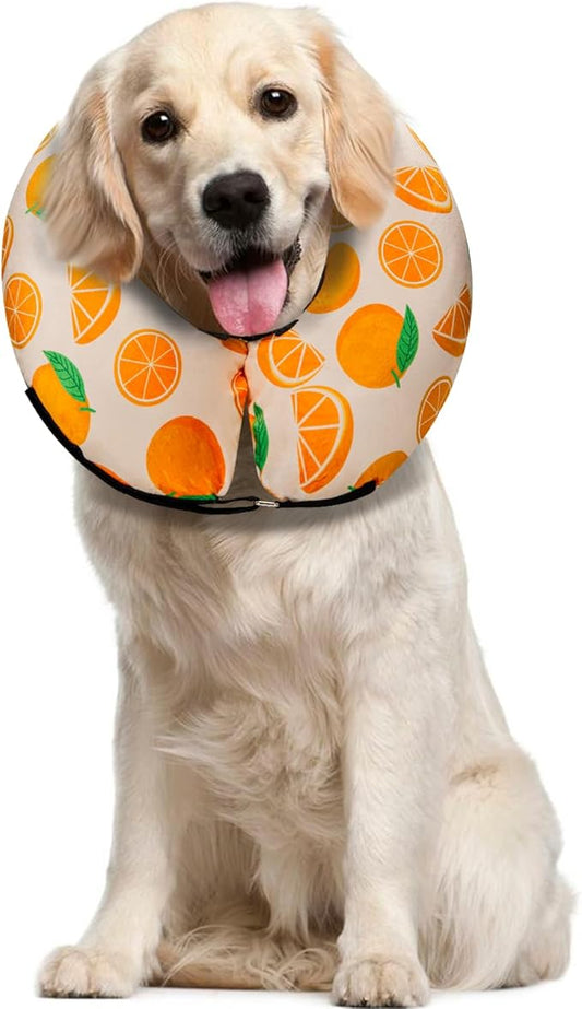 Dog Cone Collar for Small Medium Large Dogs for After Surgery, Pet Inflatable Neck Donut Collar Soft Protective Recovery Cone for Dogs and Cats - Alternative E Collar Does Not Block Vision - Orange,L