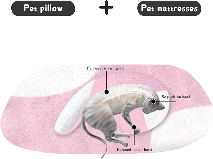 Dog Pillow Dog Bed Pet Pillow Mattress Set for Indoor Cats and Dogs Dog Calming Pillow Dog Bed Cat Pillow Cat Mattress Improve Pet Sleep Pink and White Double Color