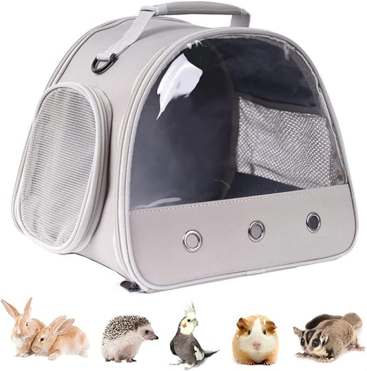 Guinea Pig Carrier Backpack, Clear Bubble Window Backpack for Guinea Pig, Bunny Rat Bird (Grey, Carrier)