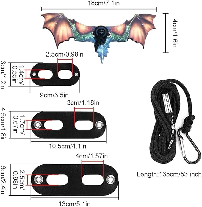 Bearded Dragon Leash, Adjustable Portable Reptile Leash with Cool Wings for Gecko, Bearded Dragon, Chameleon, Iguana, Hamster, Guinea Pig (S+M+L)