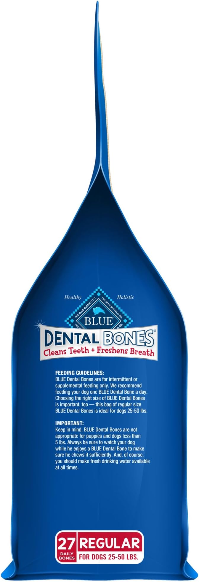 Blue Buffalo Dental Bones Regular Natural Dental Chew Dog Treats, (25-50 lbs) 27-oz Bag Value Pack