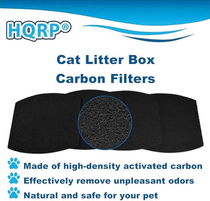 HQRP 8-Pack Cat Litter Box Replacement Carbon Filters Compatible with Petmate Booda Clean Step, Activated Carbon Charcoal Filters