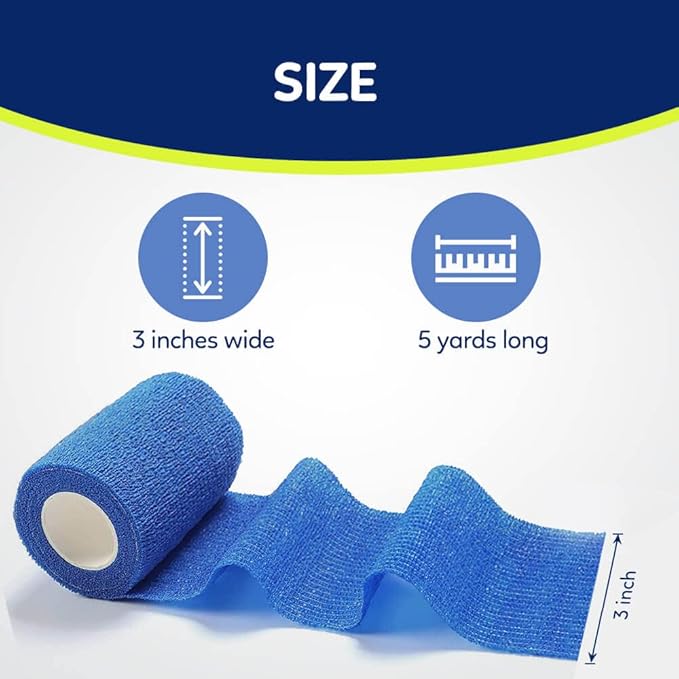 WePet Pet Wrap, Self-Adhesive Non-Woven Bandage, Emergency Cohesive Gauze, for Dogs, Cats, Horse, Birds, Wounds, Wrist Healing, Ankle Sprain, 3 Inch, 12 Rolls