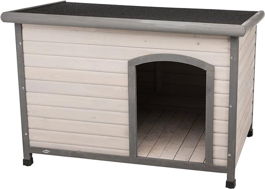 TRIXIE Large Natura Classic Outdoor Dog House, Weatherproof Finish, Elevated Floor, Gray