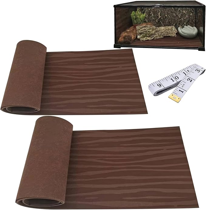 2 Pack 40 Galoon Reptile Carpet Reptile Mat & Reversible Substrate, Terrarium Liner Bedding for Lizard,Chameleon,Gecko,Snake,Ceratophrys (35.25 X 17.25IN, Printing Brown)