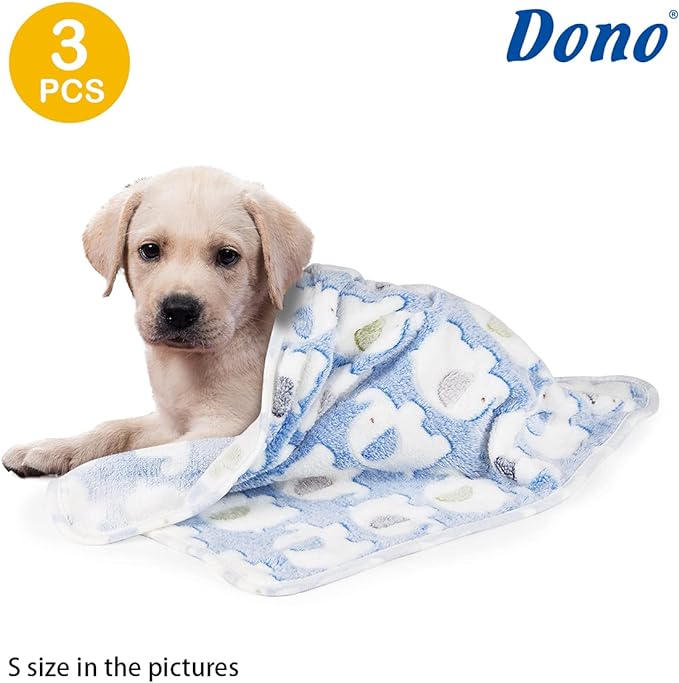 Dono 1 Pack 3 Dog Blankets, Soft Fluffy Fleece Pet Blanket Warm Sleep Mat Paw Print Design Puppy Kitten Throw Blanket Doggy Mat, Blanket for Dogs