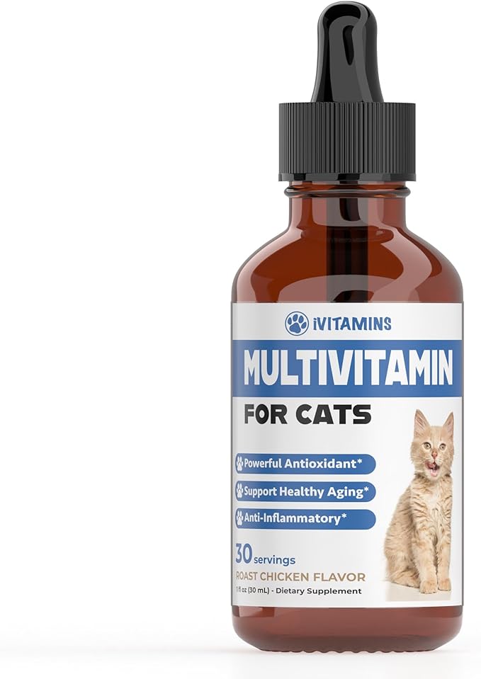 Cat Multivitamin - Supports Immune Health, Skin, Coat, Heart Health & More - Cat Vitamins - Cat Supplements & Vitamins - Cat Vitamins for Indoor Cats - Kitten Vitamins - Cat Immune Support - (1)