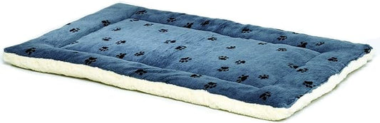 MidWest Homes for Pets Reversible Paw Print Pet Bed in Blue / White, Dog Bed Measures 21L x 12W x 2.5H for X-Small Dogs, Machine Wash