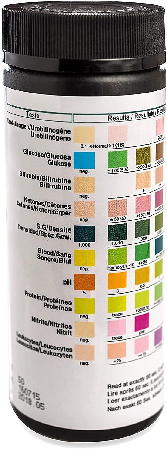 One Step Pet Urine Testing Strips, 100 x Urinalysis Parameter Tests for Dogs, Cats, Vets & Animals. Accurate Testing for Veterinarians Detects UTI, Diabetes, Bladder, Kidney, Liver, SG, pH, Glucose