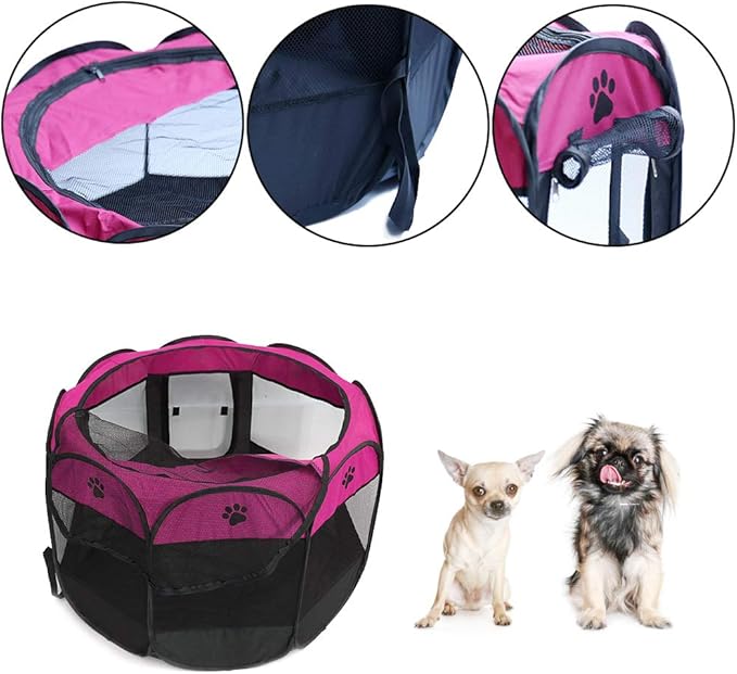 Portable Pet Playpen, Dog Playpen Foldable Pet Exercise Kennel Pen Tents Dog House Playground for Cat/Puppy Dog Indoor Outdoor Travel Use