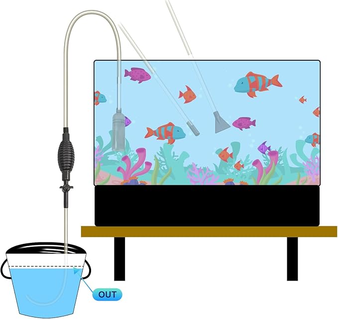 Essential Fish Tank Cleaning Tools, Achieve a spotless aquarium with the 8.5' fish tank cleaner, aquarium vacuum, Gravel Vacuum and Siphon Pump