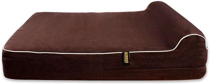 KOPEKS Dog Bed Replacement Cover (ONLY) Memory Foam Beds - Brown - Large