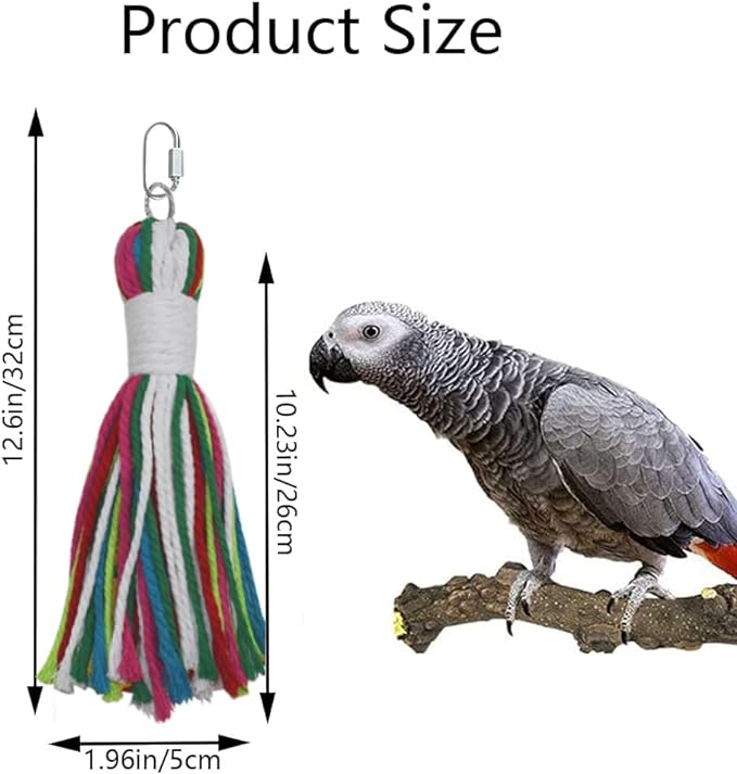 ASOCEA Pet Bird Parrot Colorful Cotton Rope Bite Chew Cage Hanging Toys for Cockatiels Macaws Parrots Small Medium Large Birds