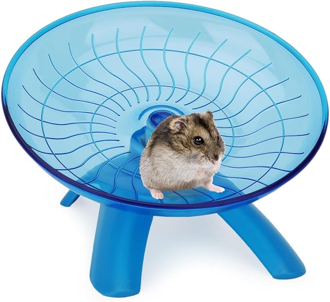 Hamster Wheel Silent Hamster Exercise Wheel Running Spinner Hamster Flying Saucer for Hamsters Gerbils Mice and Other Small Pets (Blue)