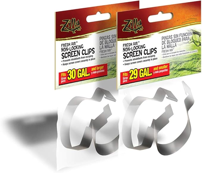 Zilla Reptile Terrarium Fresh Air Screen Non-Locking Clips, 2 Pack, Large