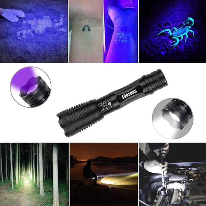 COSOOS UV Flashlight Black Light, 2 in 1 White Light & 395nm Blacklight, Pet Urine Detector for Dog/Cat Urine, Dry Stains, Scorpion.(Holster Included)