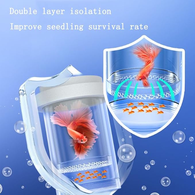 Aquarium Fish Tank Hatchery Incubator Breeding Box, Fish Spawning Room Breeding Box with Layering Breeding Tank Baby Fishes Shrimp Clown Fish 5.1 * 3.9 * 3.9 inch