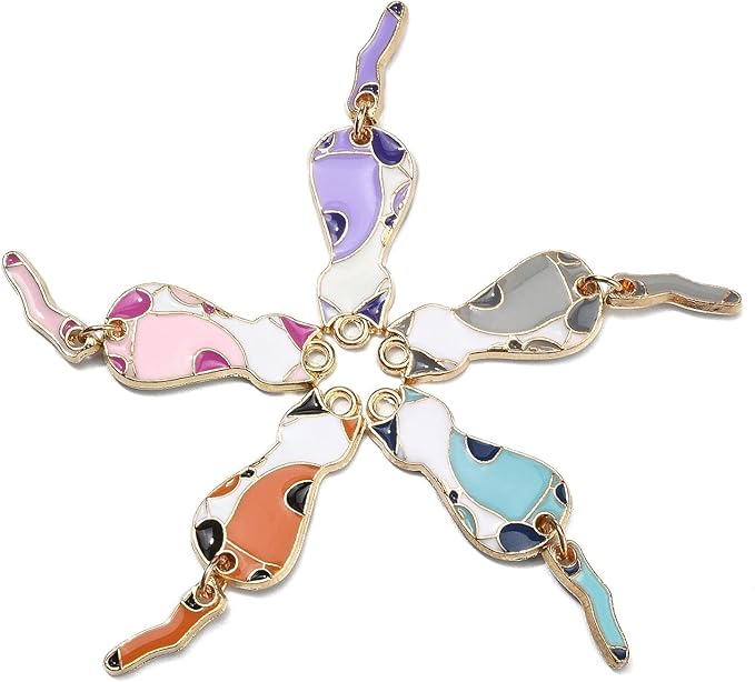KitBeads 35pcs Mixed Colors Enamel Cat Charms Kawaii Animal Cartoon Kitten Charms Sitting Cat Pet Charms for Jewelry Making Bracelets Bulk