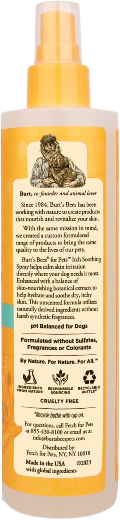 Burt's Bees for Pets Naturally Derived Itch Soothing Spray with Honeysuckle - Best Anti-Itch Spray for Dogs With Itchy Skin - Cruelty Free, Formulated without Sulfates and Parabens, 10 Fl Oz