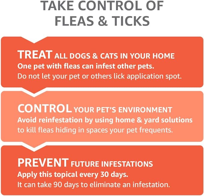 Amazon Basics Flea and Tick Topical Treatment for Small Dogs (5-22 pounds), 3 Count (Previously Solimo)
