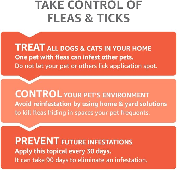 Amazon Basics Flea and Tick Topical Treatment for Small Dogs (5 -22 pounds), Unscented, 6 Count (Previously Solimo)