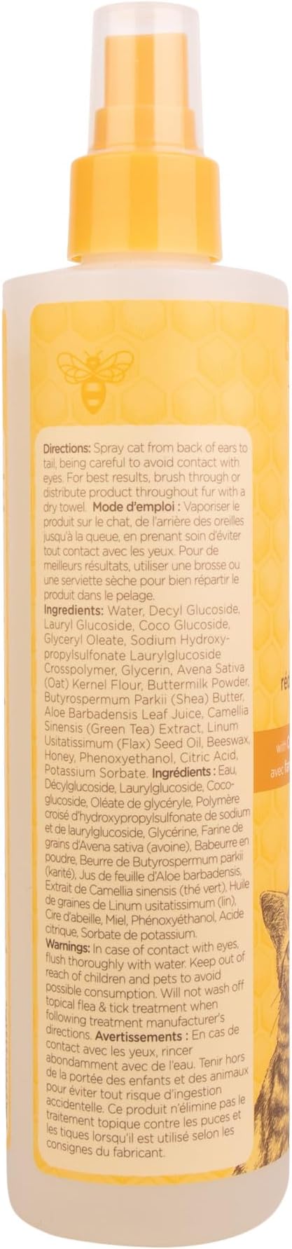 Burt's Bees for Pets Cat Naturally Derived Dander Reducing Spray with Soothing Colloidal Oat Flour & Aloe Vera - Cruelty Free, Made in USA, 10 oz Bottle - 2 Pack