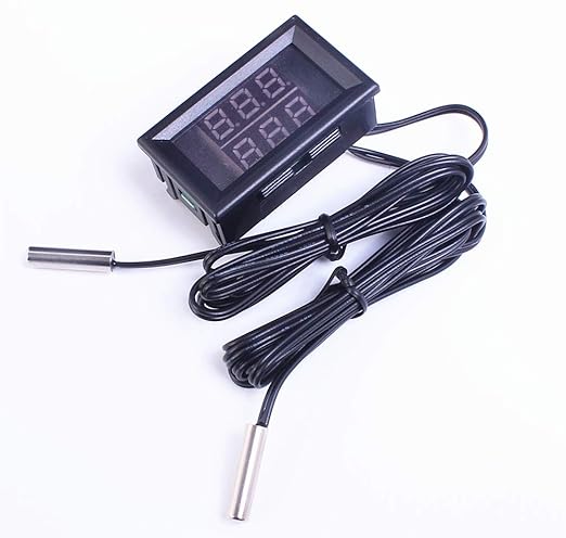 Digital Thermometer, -58℉~257℉ Car Auto Temperature Gauge Sensor, DC 8-80V Fahrenheit Dual Display, Monitor with 2 NTC Waterproof Probes for Aquarium Vehicle Fish Tank