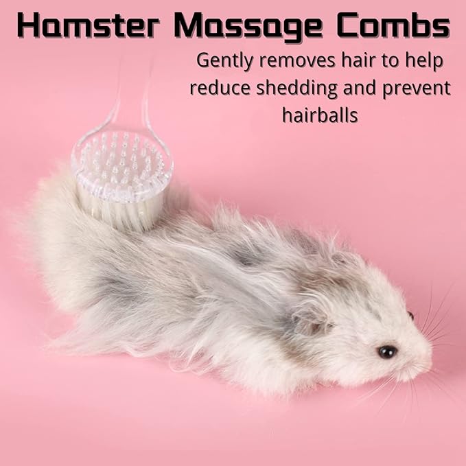 4 Pack Hamster Brush - Small Animal Bath Brush with Lid Soft Cleansing Brush Massage Combs for Hedgehog Guinea Pig Rabbit Chinchilla Ferret Small Animal Grooming Tool Cleaning Supplies-Random Color