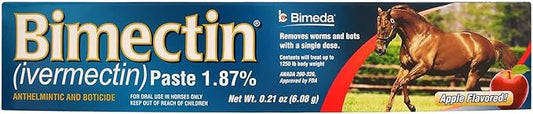 Bimectin Ivermectin 1.87% Paste Wormer Parasites Apple Horse OTC (1 Tube)