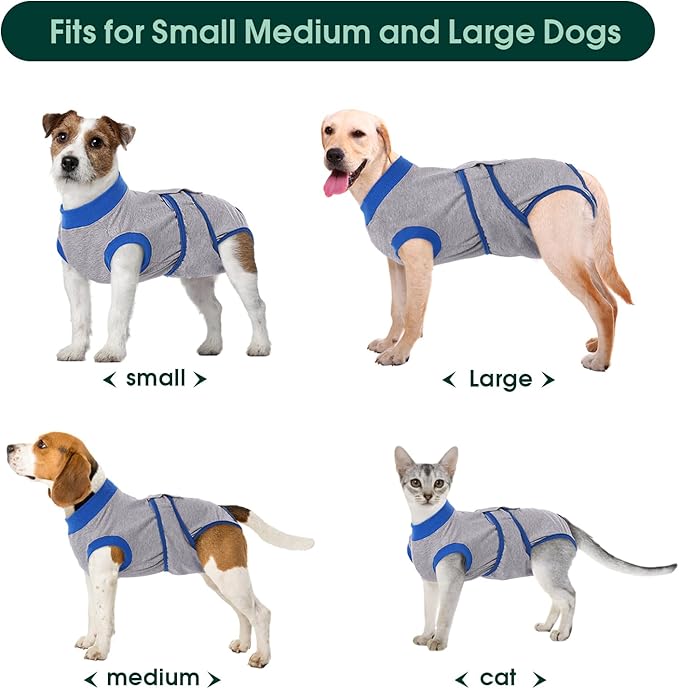 Kuoser Recovery Suit for Dogs Cats After Surgery, Professional Pet Recovery Shirt Dog Abdominal Wounds Bandages, Substitute E-Collar & Cone,Prevent Licking Dog Onesies Pet Surgery Recovery Suit