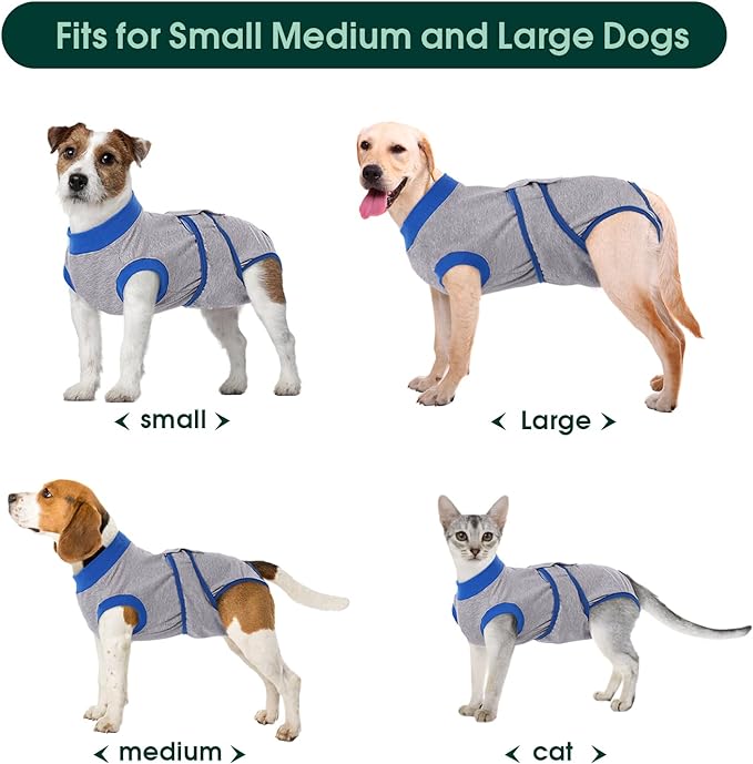 Kuoser Recovery Suit for Dogs Cats After Surgery, Professional Pet Recovery Shirt Dog Abdominal Wounds Bandages, Substitute E-Collar & Cone,Prevent Licking Dog Onesies Pet Surgery Recovery Suit