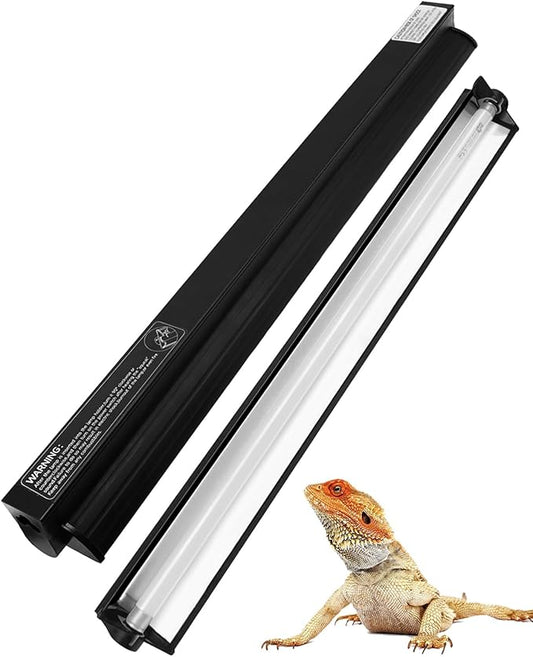 8W T5 HO UVB Reptile Light Fixture Kit, Terrarium Hood Light with Reptile Light Desert UVB 10.0 Fluorescent Tube,Terrarium Hood Light Suitable