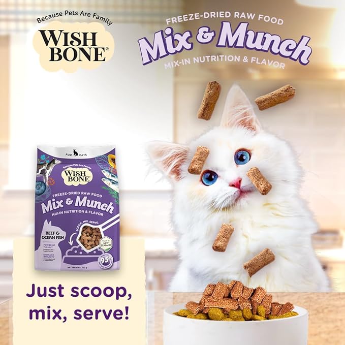 Wishbone Mix & Munch Raw Freeze-Dried Grain-Free Beef and Ocean Fish for Cats