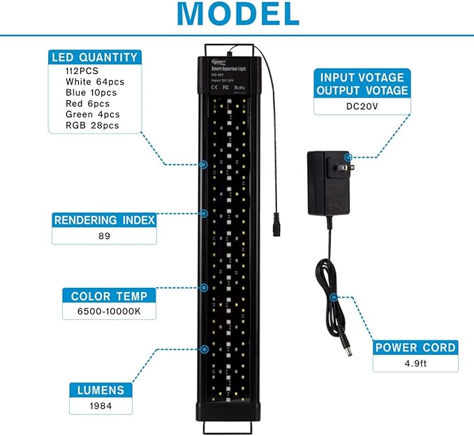 hygger Aquarium Programmable LED Light, for 24~30in Long Full Spectrum Plant Fish Tank Light with LCD Setting Display, 7 Colors, Sunrise Sunset Moon and DIY Mode, for Novices Advanced Players