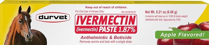 Durvet/EQUINE 698454 Ivermectin Paste 1.87% Bulk for Horses Apple, 6.08 gm