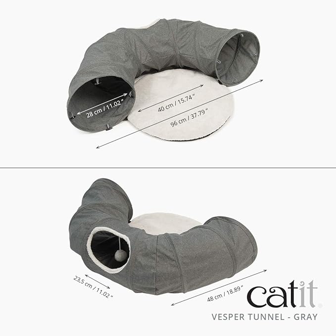 Catit Vesper Cat Tunnel, Cat Toy, Grey, 41996