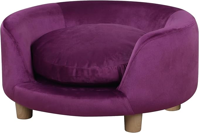 Dog Sofas and Chairs for Small Pet/Dog Sofa Chair with Soft Velvet Fabric / /Wooden Frame Cat Sofa Chair/Dog Sofa Bed with Washable Cushion for Small Dog Rest Using (purple)